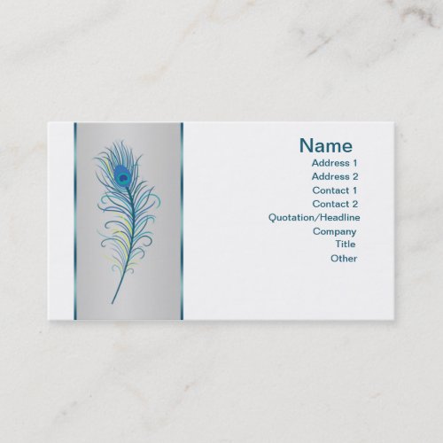 Green blue Peacock feathers profile Business card
