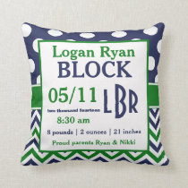 Green Blue Personalized Baby Announcement Pillow