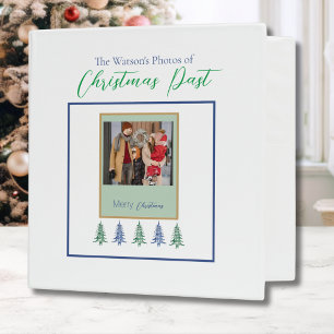Green Blue Photos of Christmas Past Custom Binder