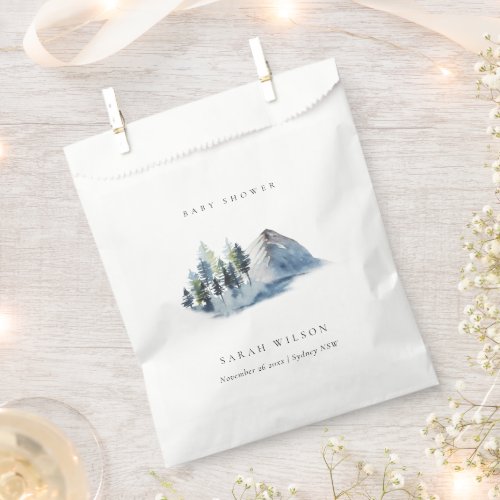 Green Blue Pine Woods Mountain Baby Shower Favor Bag