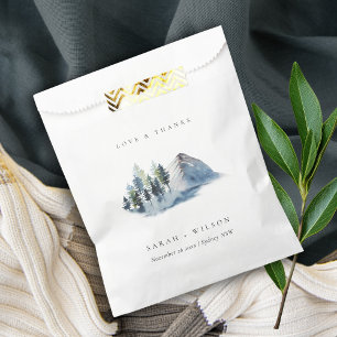 Green Blue Pine Woods Mountain Wedding Thanks Favor Bag