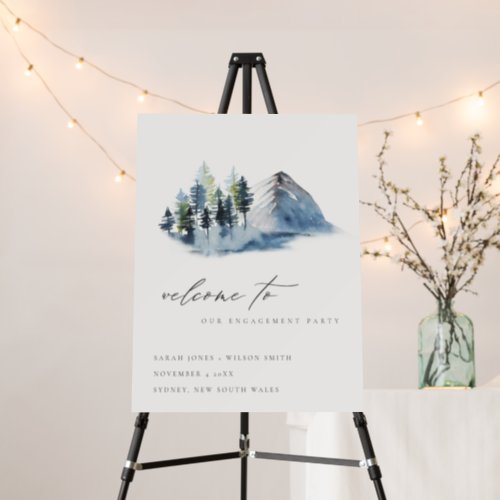Green Blue Pine Woods Mountains Engagement Welcome Foam Board