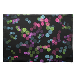 Green Blue Pink Purple Abstract Bubble Design Cloth Placemat