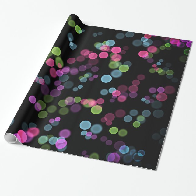 Green Blue Pink Purple Abstract Bubble Design Wrapping Paper (Unrolled)