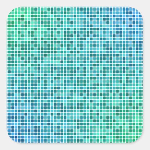 Green blue pixel mosaic square sticker