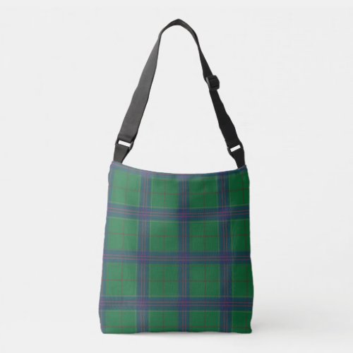 Green blue plaid pattern crossbody bag