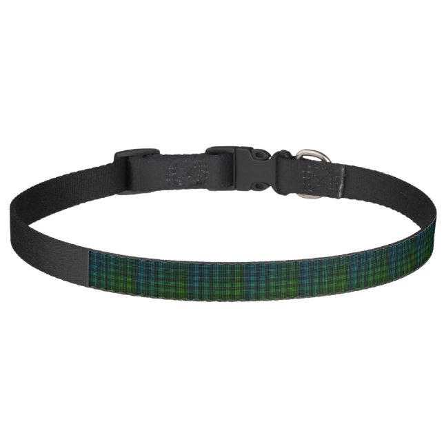 Green Blue Plaid Pet Collar (Front)