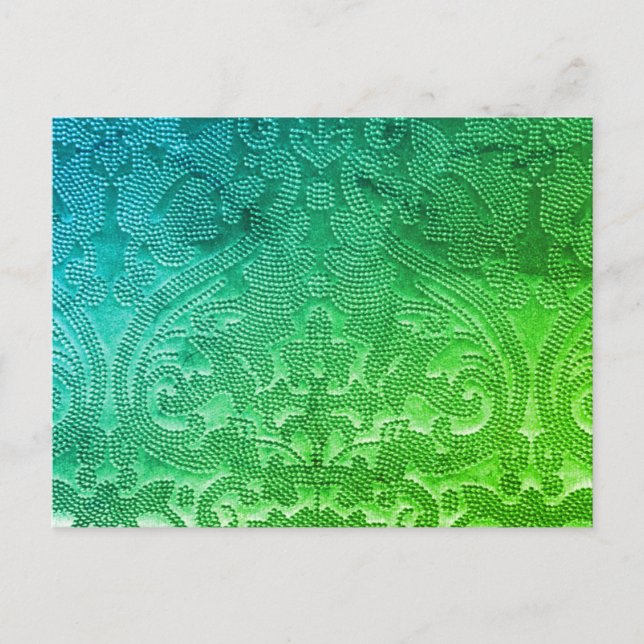 Green Blue Pointillé Greetings Postcard (Front)