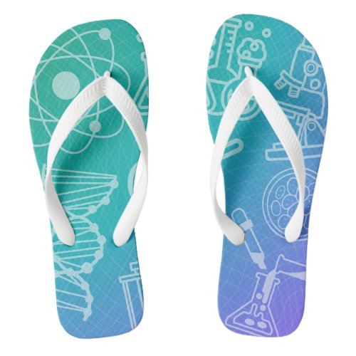 Green Blue Purple and Science Pattern Flip Flops