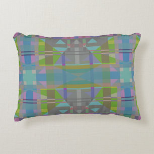 Green Blue Purple Geometric Accent Pillow