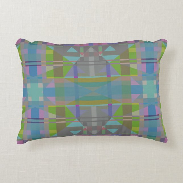 Green Blue Purple Geometric Accent Pillow (Front)