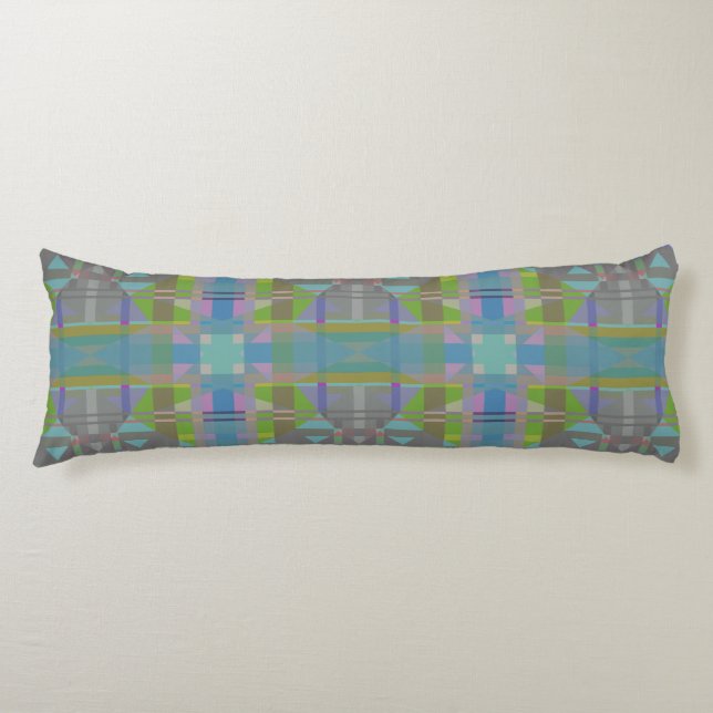 Green Blue Purple Geometric Body Pillow (Front)