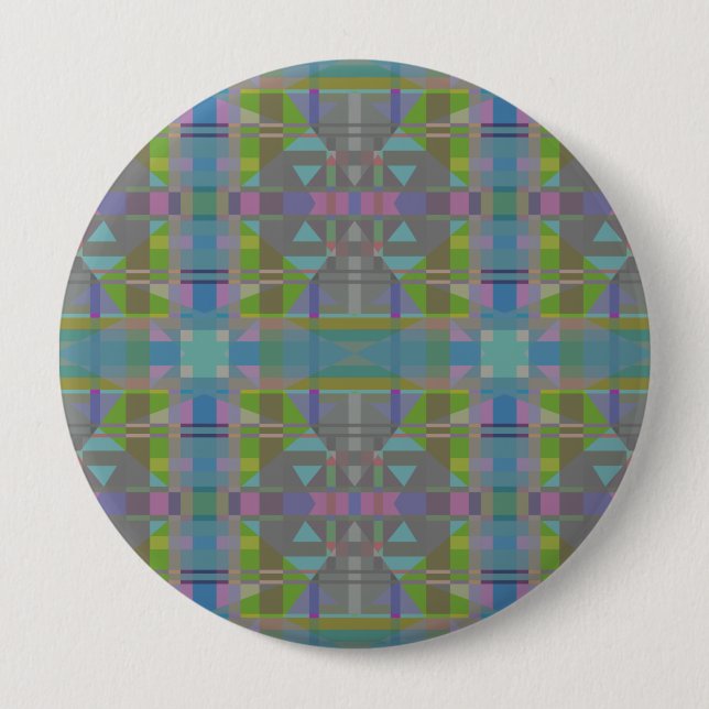 Green Blue Purple Geometric  Button (Front)
