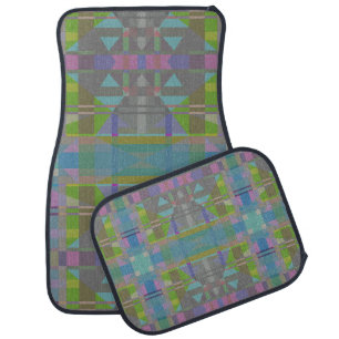 Green Blue Purple Geometric Car Floor Mat