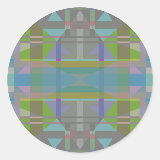 Green Blue Purple Geometric Classic Round Sticker (Front)