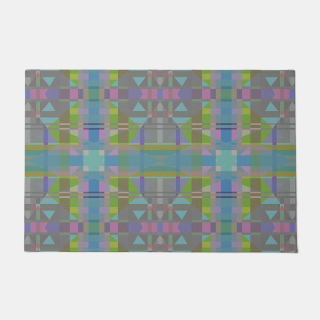 Green Blue Purple Geometric Doormat (Front)