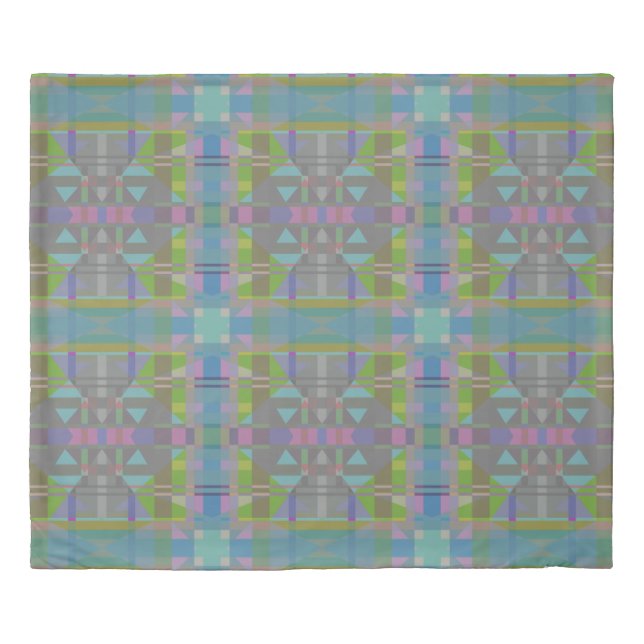 Green Blue Purple Geometric Duvet Cover (Front)
