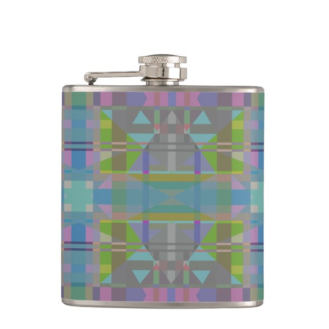 Green Blue Purple Geometric Flask (Front)