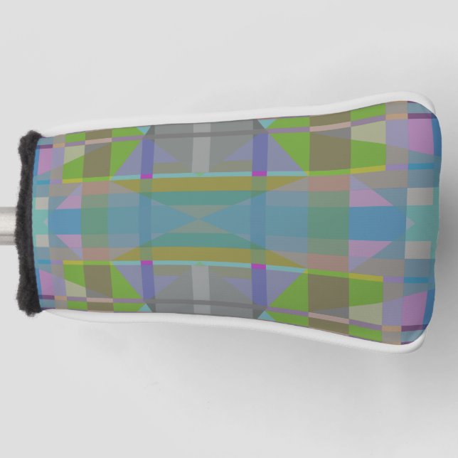 Green Blue Purple Geometric Golf Head Cover (Front)