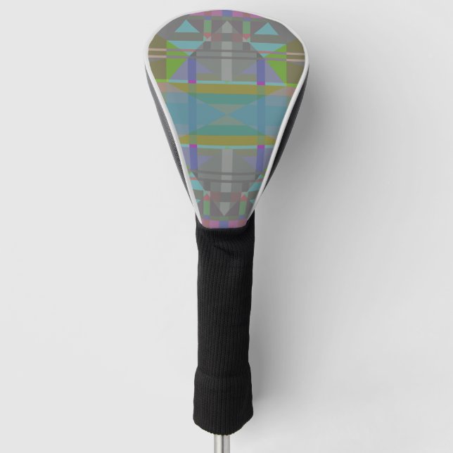 Green Blue Purple Geometric Golf Head Cover (Front)