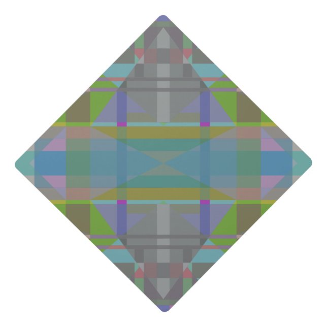 Green Blue Purple Geometric Graduation Cap Topper (Front)