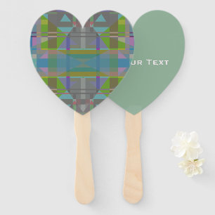 Green Blue Purple Geometric Hand Fan