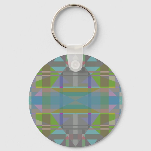 Green Blue Purple Geometric Keychain (Front)