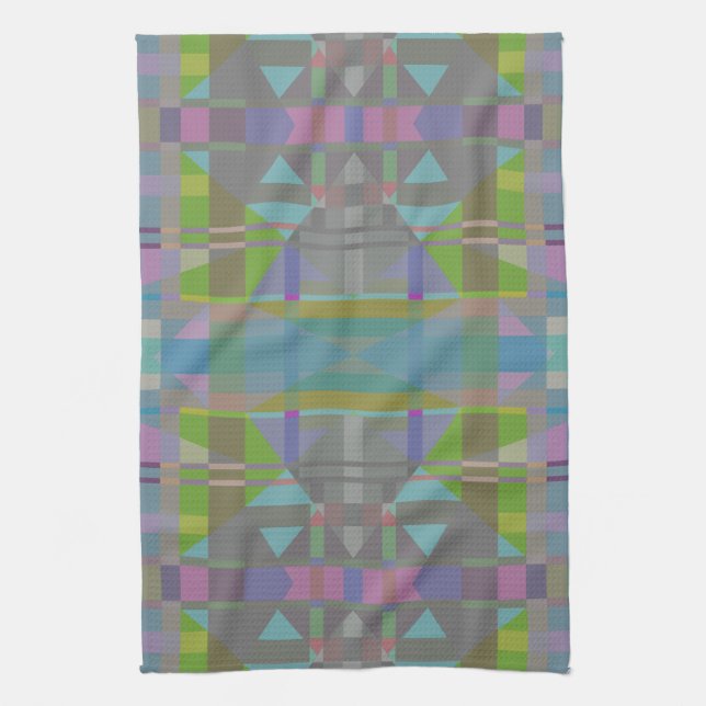 Green Blue Purple Geometric Kitchen Towel (Vertical)