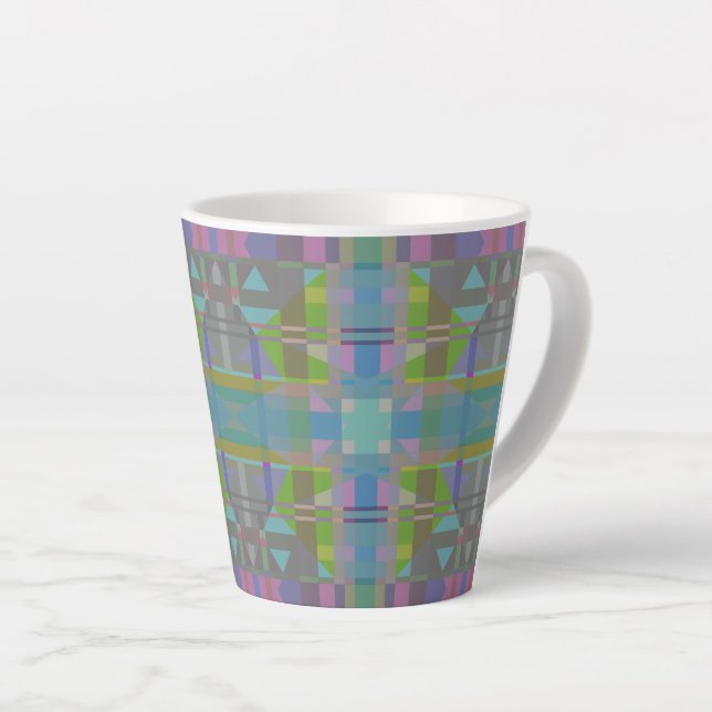 Green Blue Purple Geometric  Latte Mug (Right Angle)