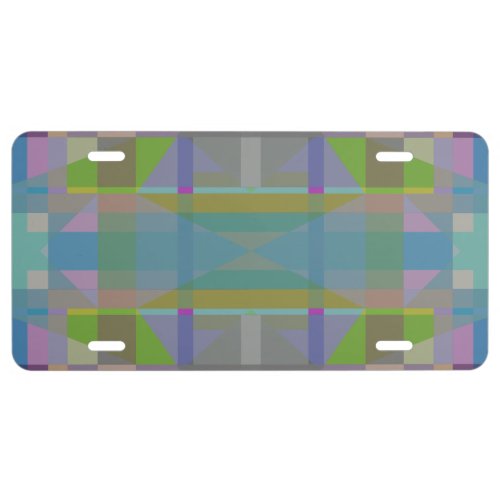 Green Blue Purple Geometric License Plate