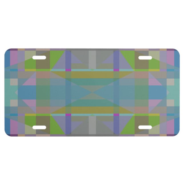 Green Blue Purple Geometric License Plate (Front)