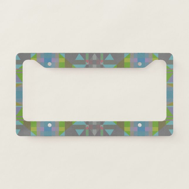 Green Blue Purple Geometric License Plate Frame (Front)