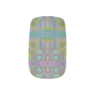 Green Blue Purple Geometric Minx Nail Art