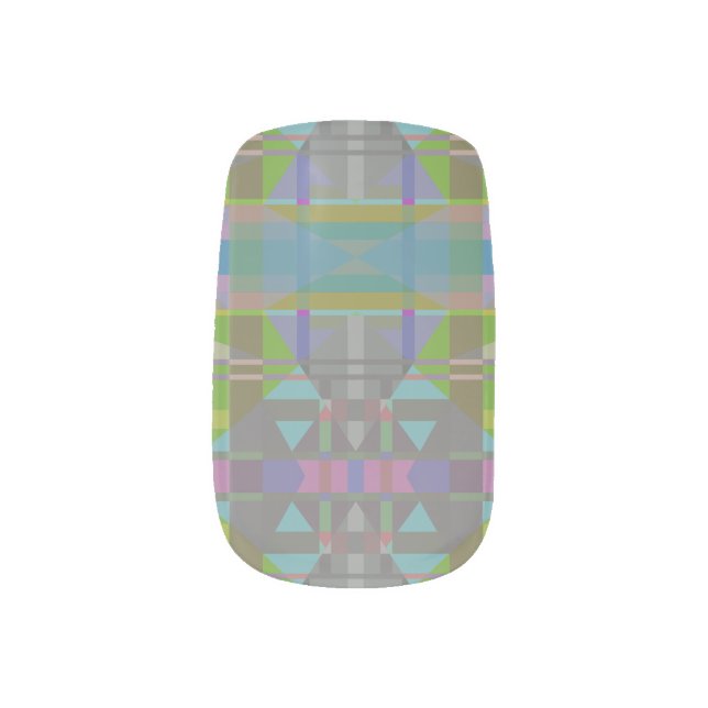 Green Blue Purple Geometric Minx Nail Art (Left Thumb)