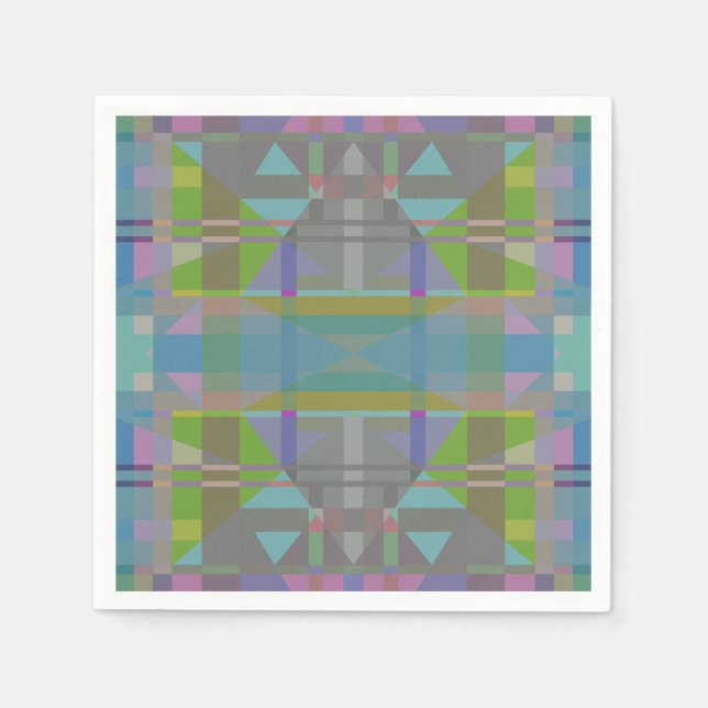 Green Blue Purple Geometric Napkins (Front)