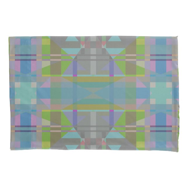 Green Blue Purple Geometric Pillow Case (Front)