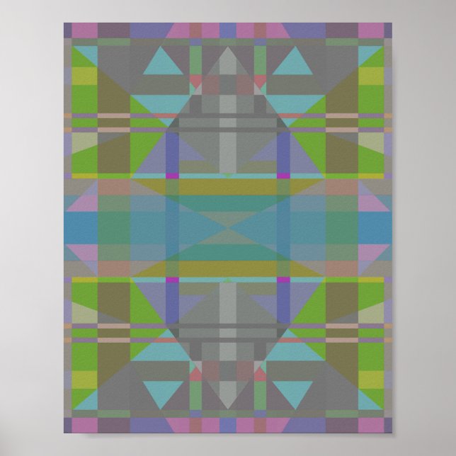 Green Blue Purple Geometric Poster (Front)
