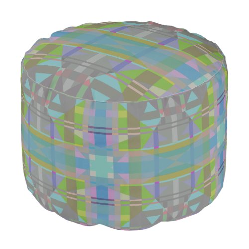 Green Blue Purple Geometric Pouf