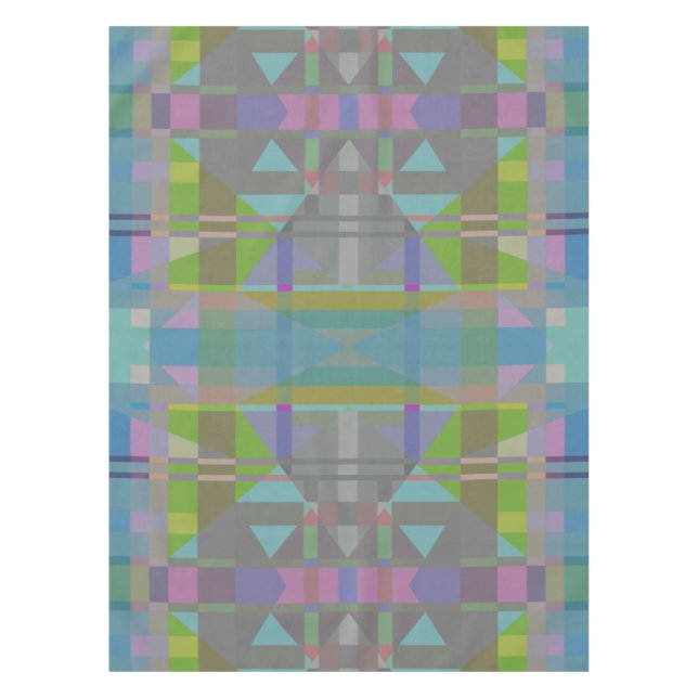 Green Blue Purple Geometric Tablecloth (Front)