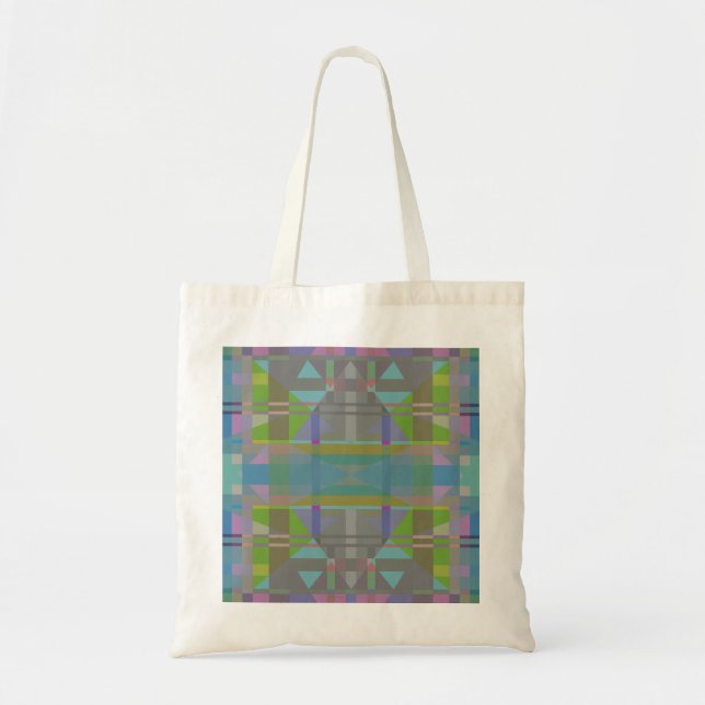 Green Blue Purple Geometric Tote Bag (Front)