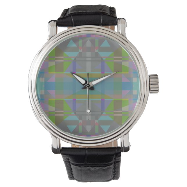 Green Blue Purple Geometric Watch (Front)