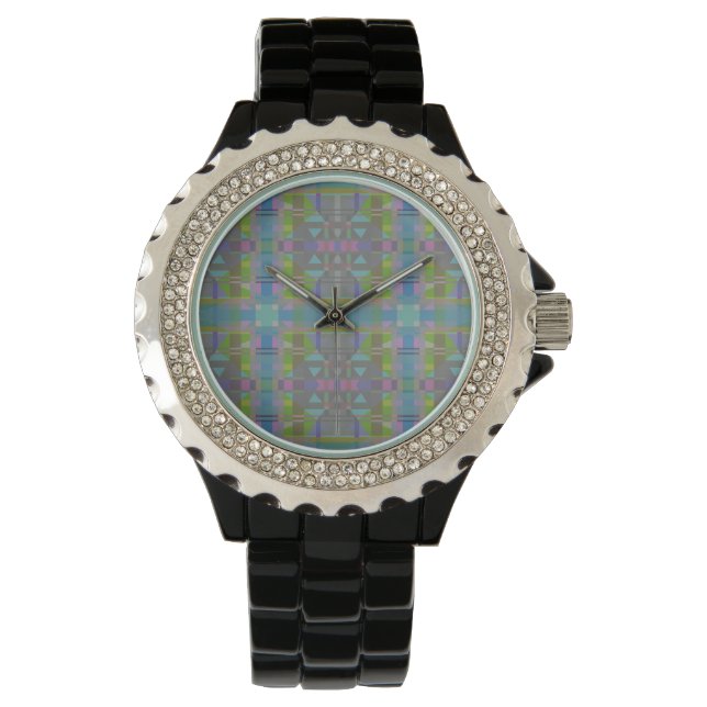 Green Blue Purple Geometric Watch (Front)