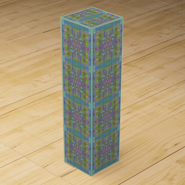 Green Blue Purple Geometric Wine Box (Front)