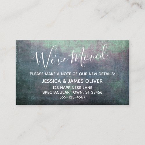 Green Blue Purple Grunge Weve Moved Enclosure Card