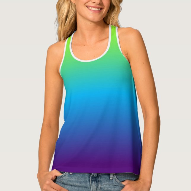 Green Blue Purple Ombre Sport Tank (Front)