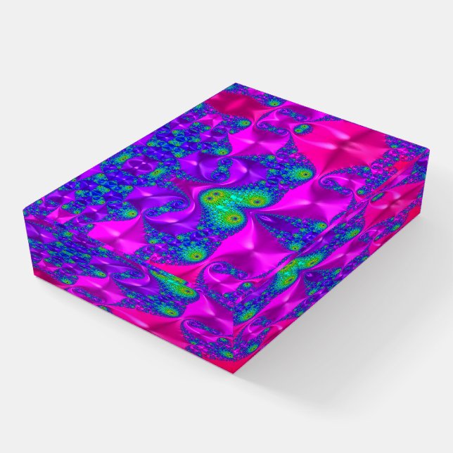 ~ Green Blue Purple Pink Fractal ~ Paperweight (Angled)