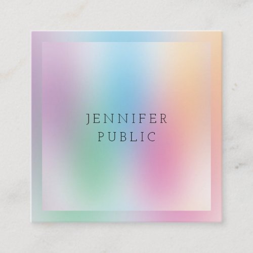 Green Blue Purple Pink Yellow Modern Professional Square Business Card