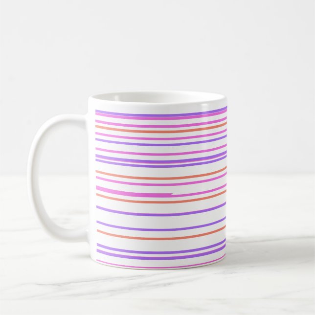 Green blue purple stripes modern custom pattern coffee mug (Left)