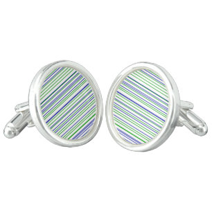 Green blue purple stripes modern custom pattern  cufflinks