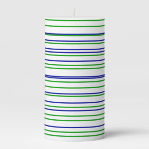 Green blue purple stripes modern custom pattern pillar candle